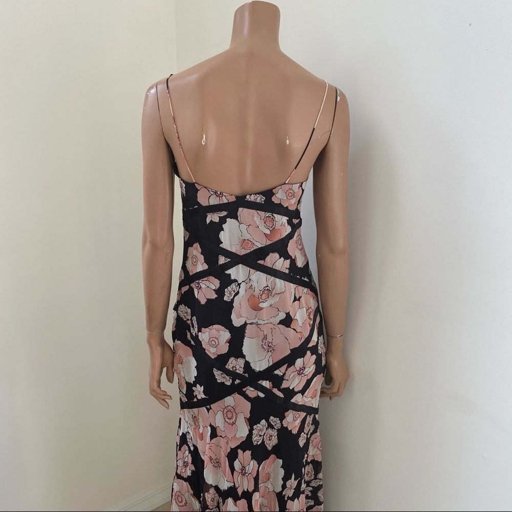 NEW Kay Unger Black pink Floral Silk Maxi Dress 4 - Picture 7 of 13
